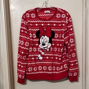NWT Disney Red Snowflake Minnie Mouse Women's Sweater large​